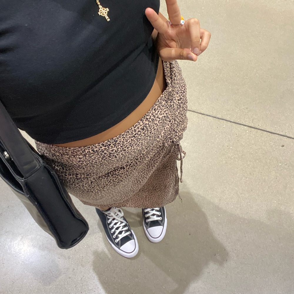 Cheetah Print Midi Skirt w Slit